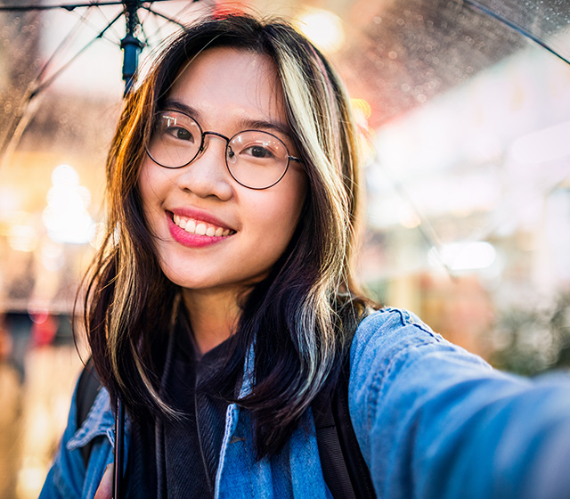Happy Asian Exchange Student