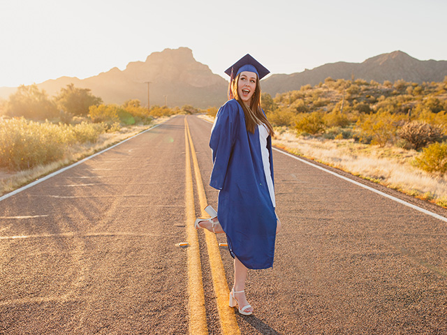 professional cap and gown grad pic girl student